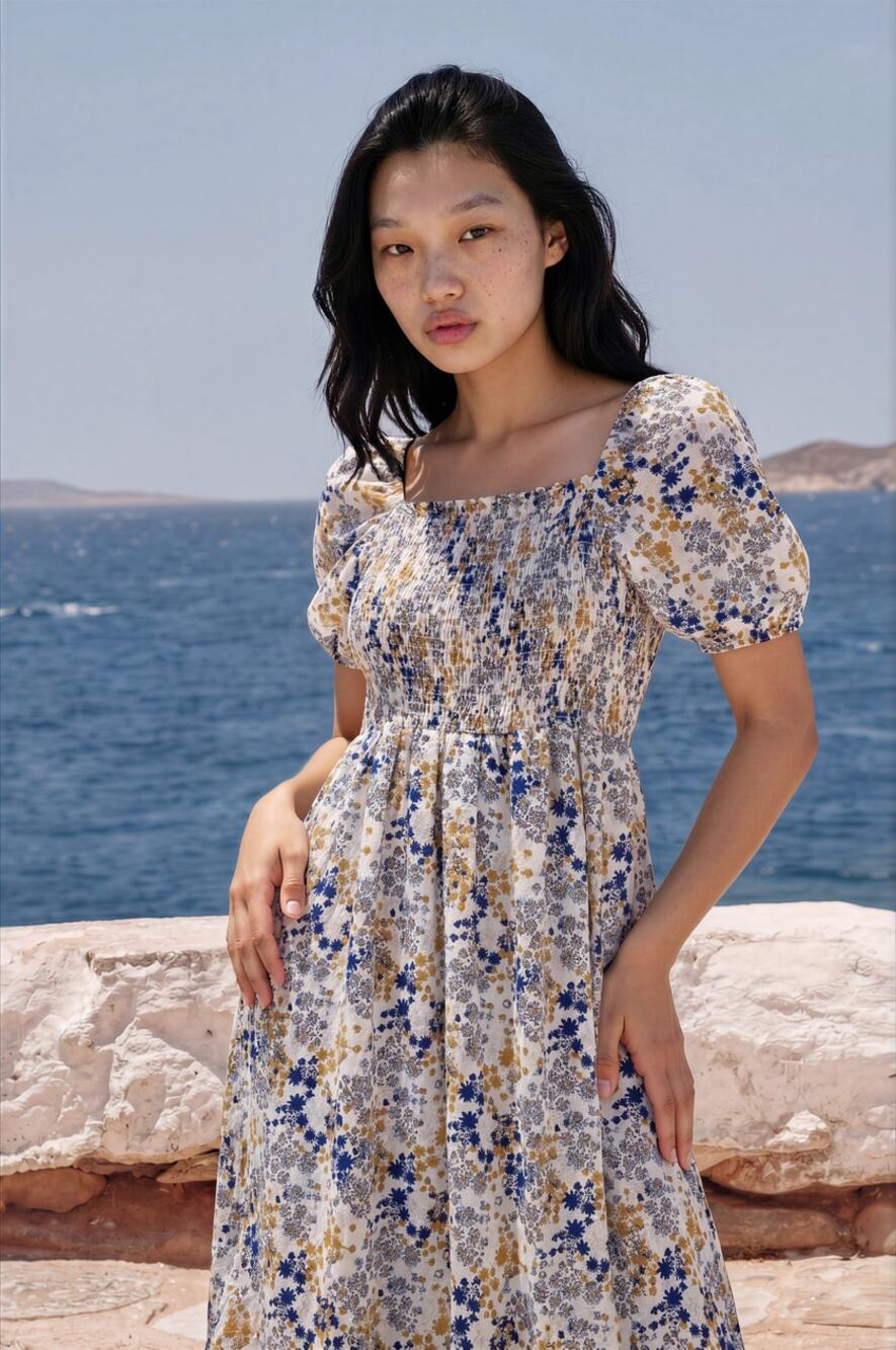 Women's Floral Midi Dress | Cottage Dress | Boho Mid Length Dress | Summer Dress